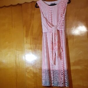 Sharagano Pink Sheath Midi Dress Sleeveless Scoop Neck